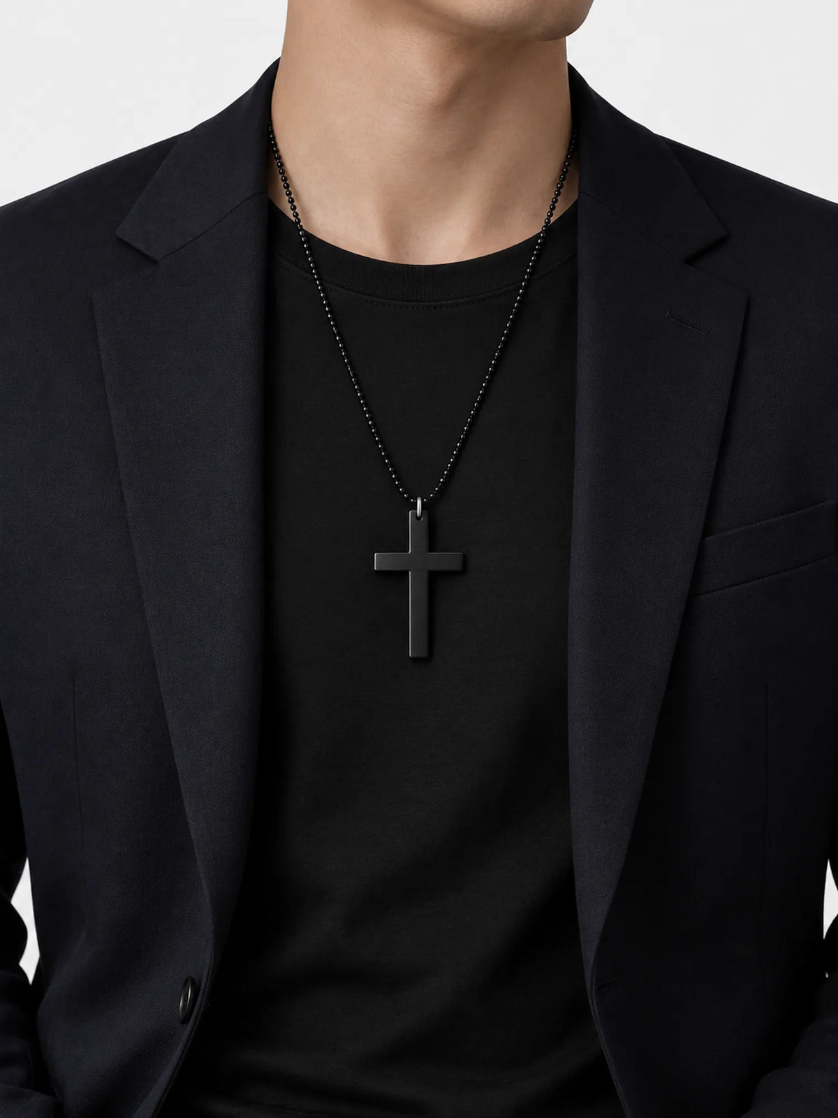 Wooden Cross Necklace – Minimal Black Cross Pendant