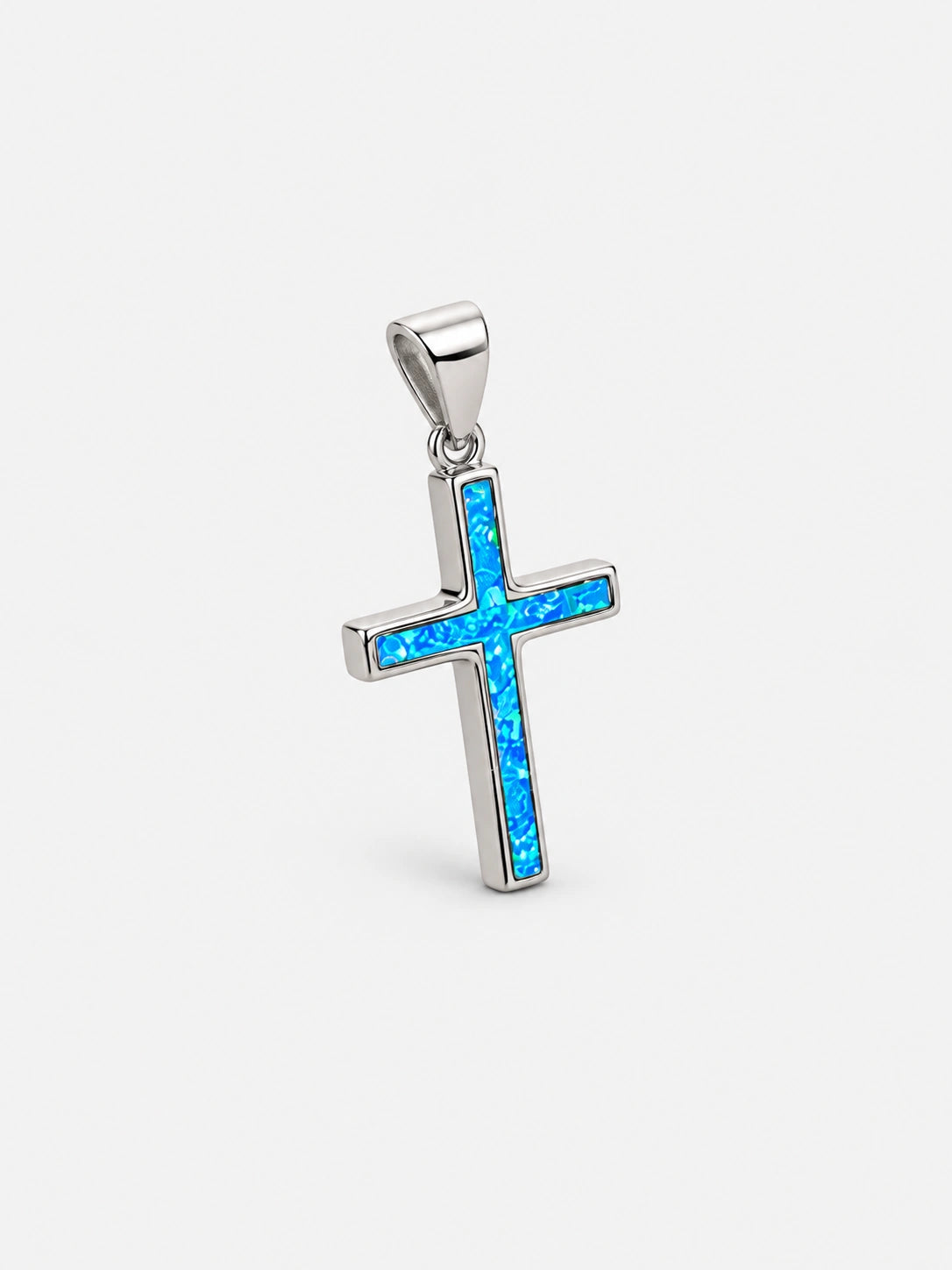 Azure Opal Cross Pendant Necklace