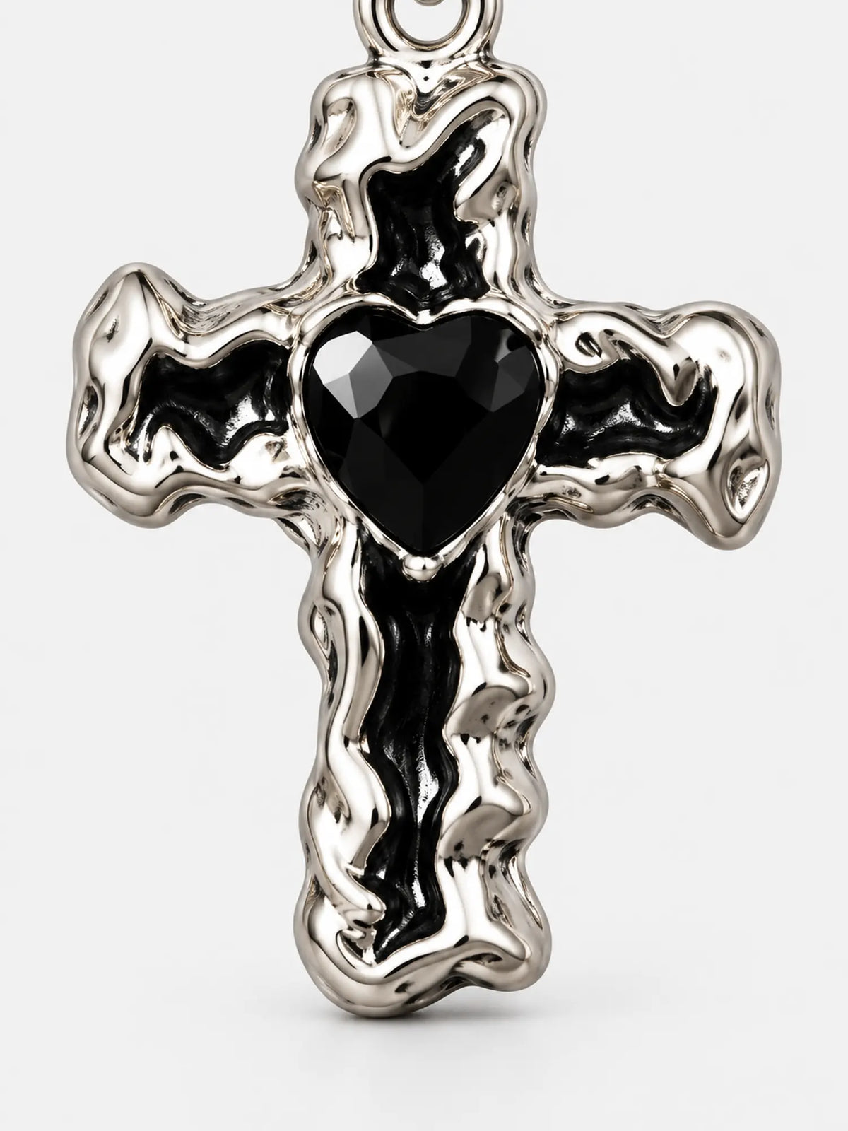 Noir Pearl Stainless Steel Black Cross Necklace