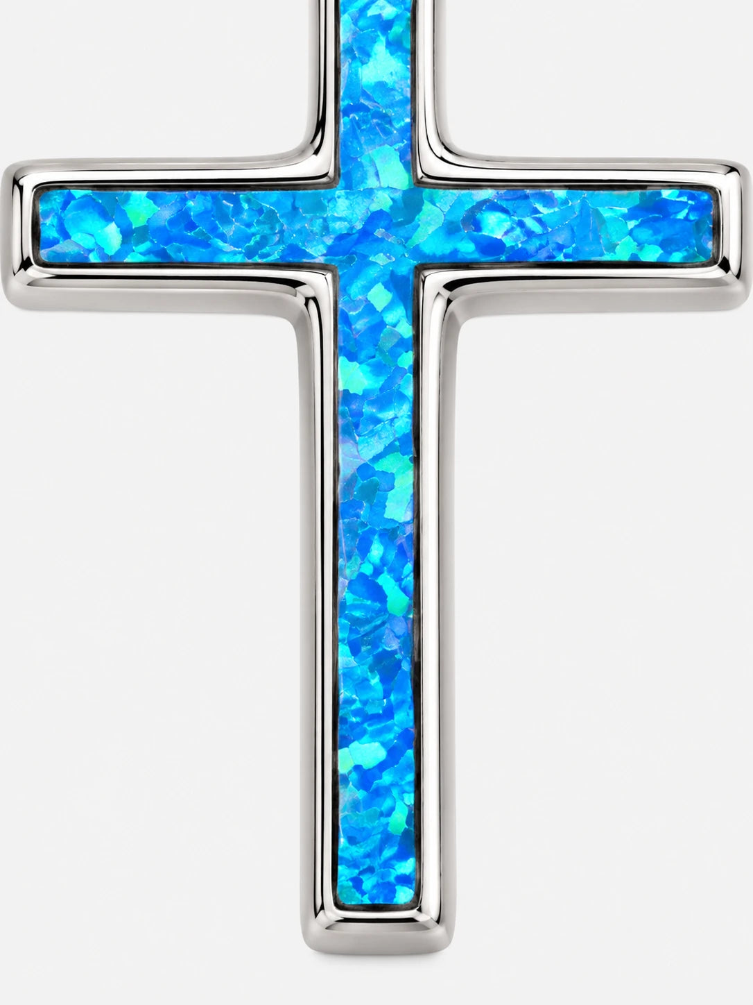 Azure Opal Cross Pendant Necklace