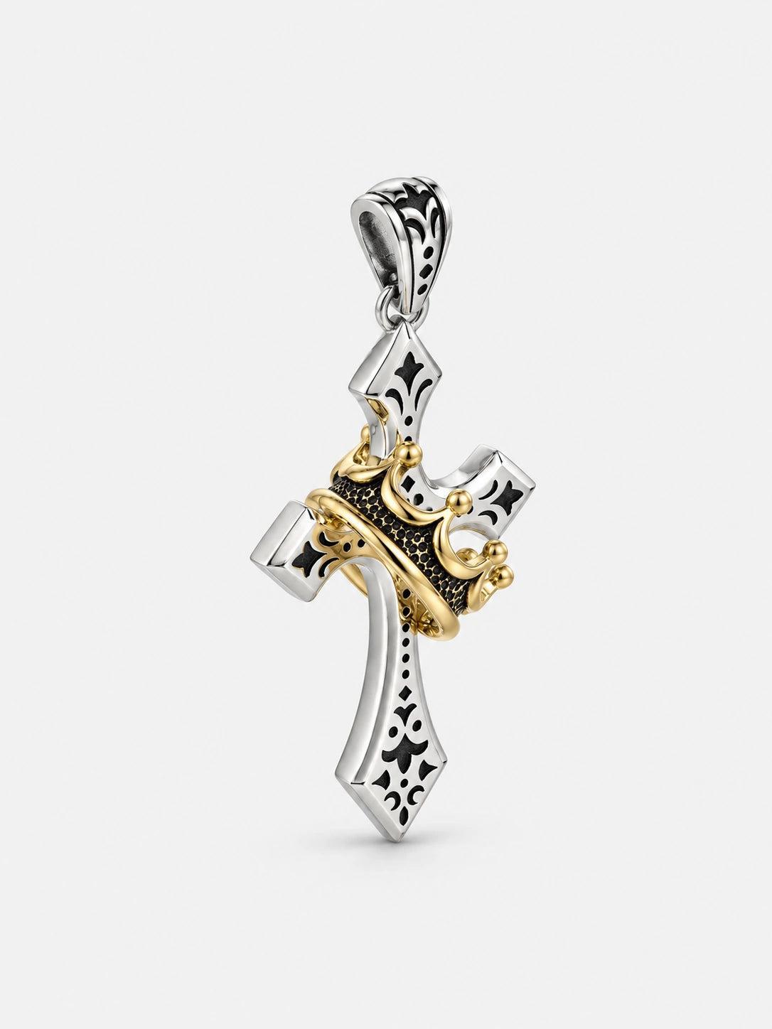 Collier pendentif vintage Croix et Couronne Royale