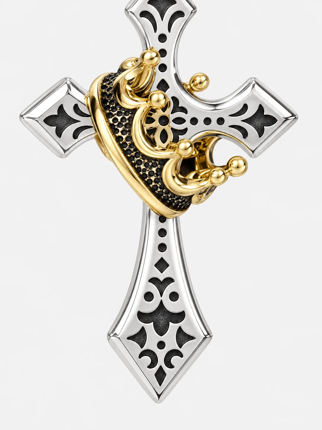 Collier pendentif vintage Croix et Couronne Royale