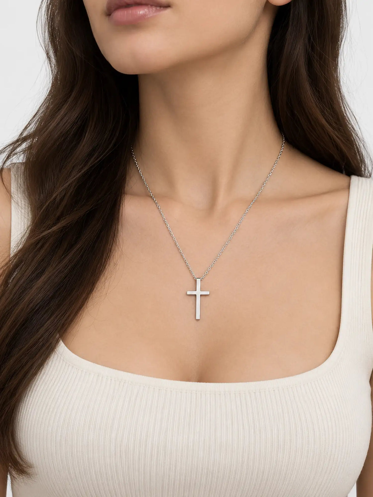 Minimal Stainless Steel Cross Pendant Necklace