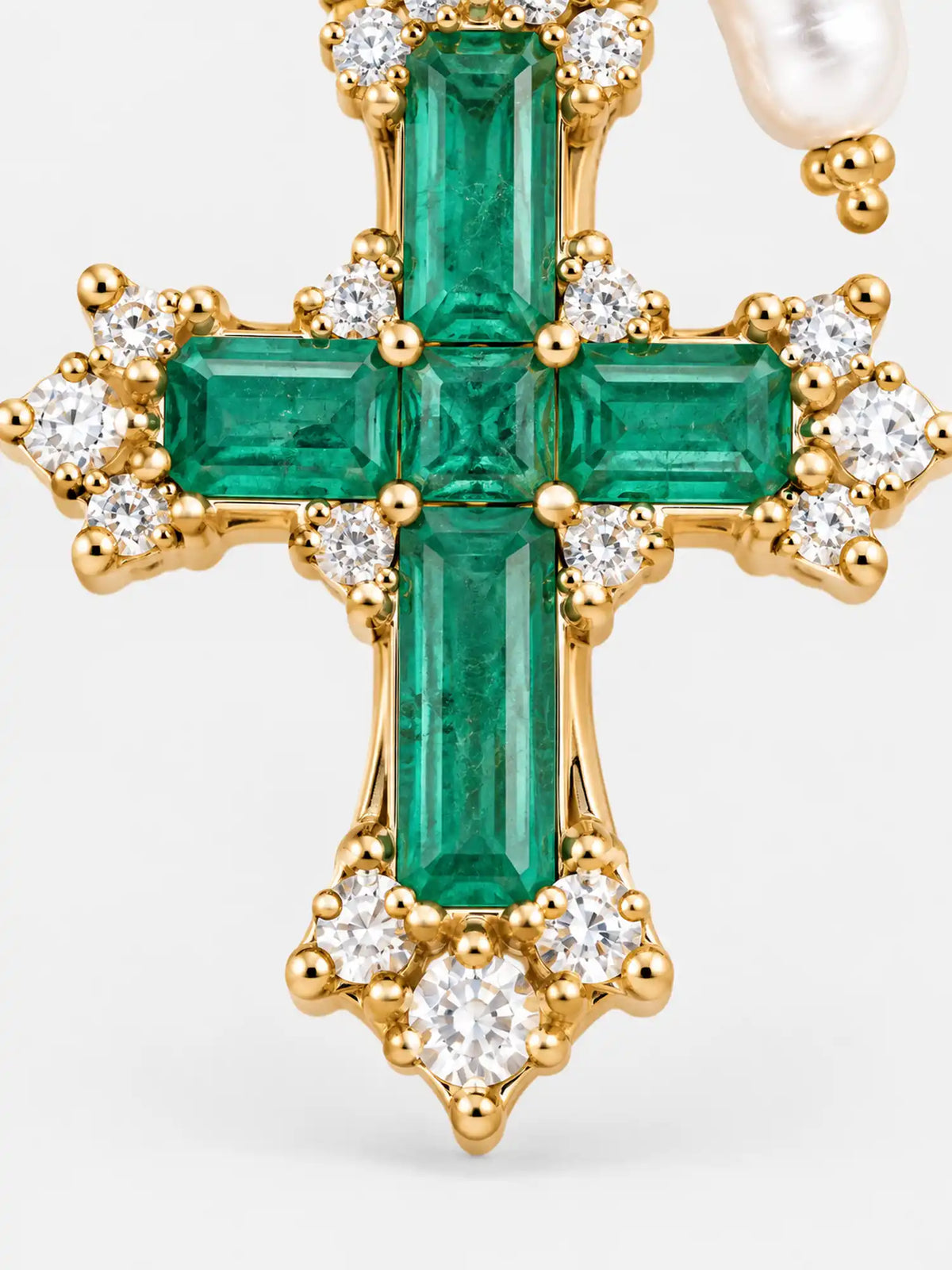 Emerald Double Cross Necklace
