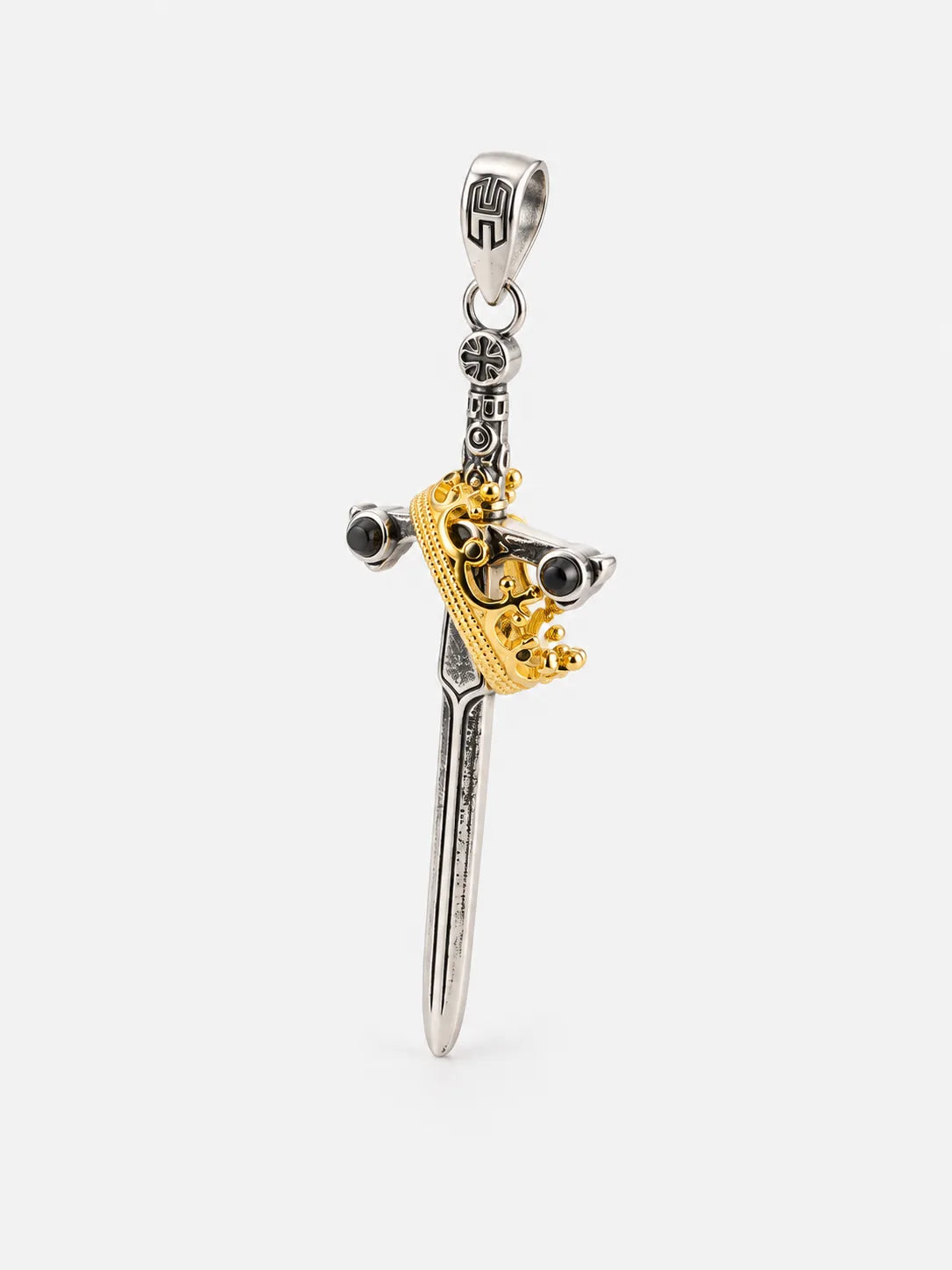 Vintage Sword Cross & Crown Necklace