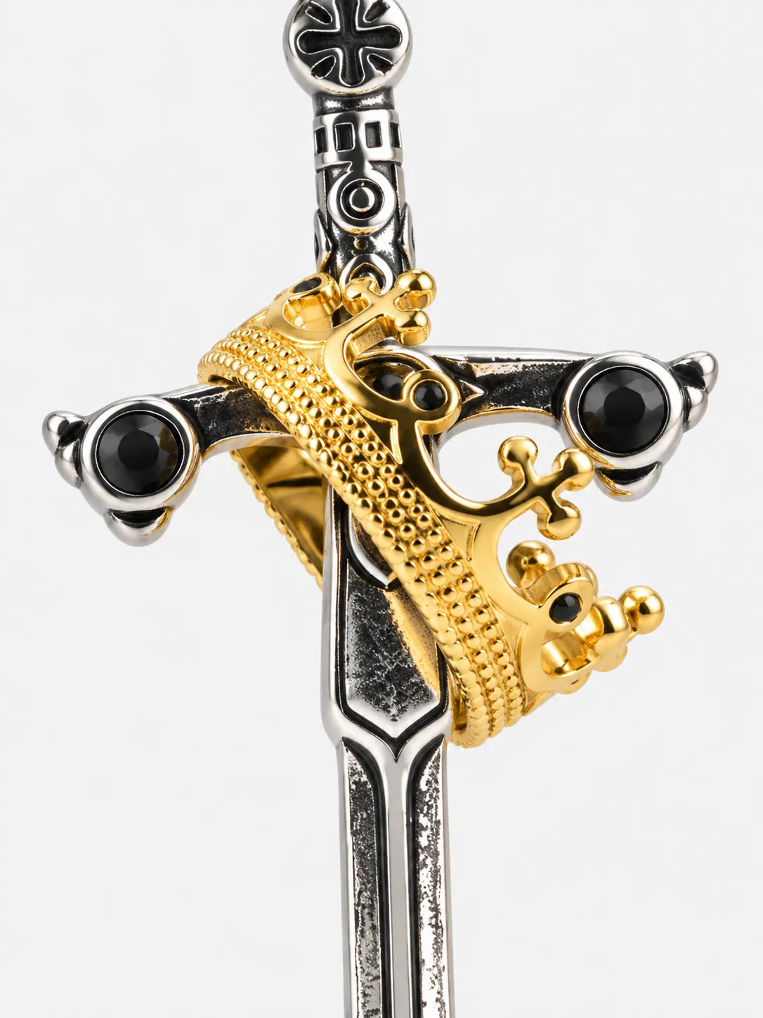 Vintage Sword Cross & Crown Necklace
