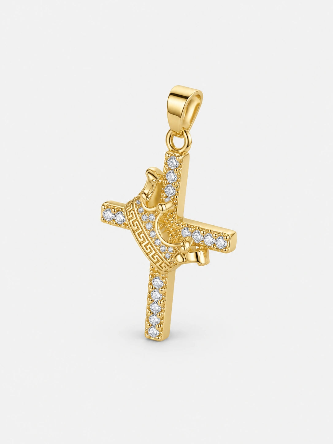 Collier délicat croix et couronne en or