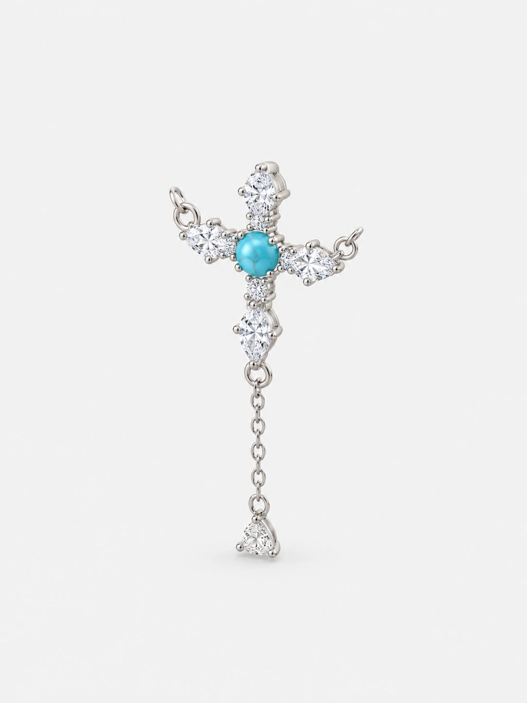 Petit collier croix turquoise avec fine chaîne superposée
