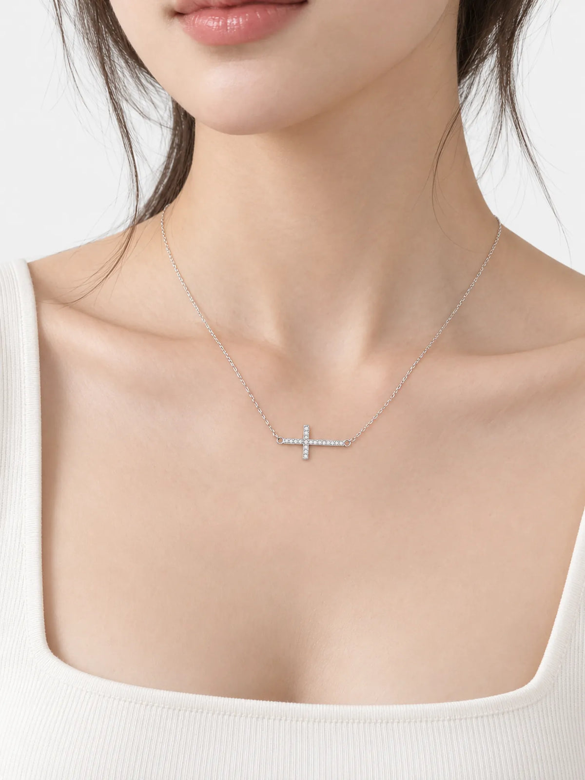 Small Pavé Cross Necklace for Women