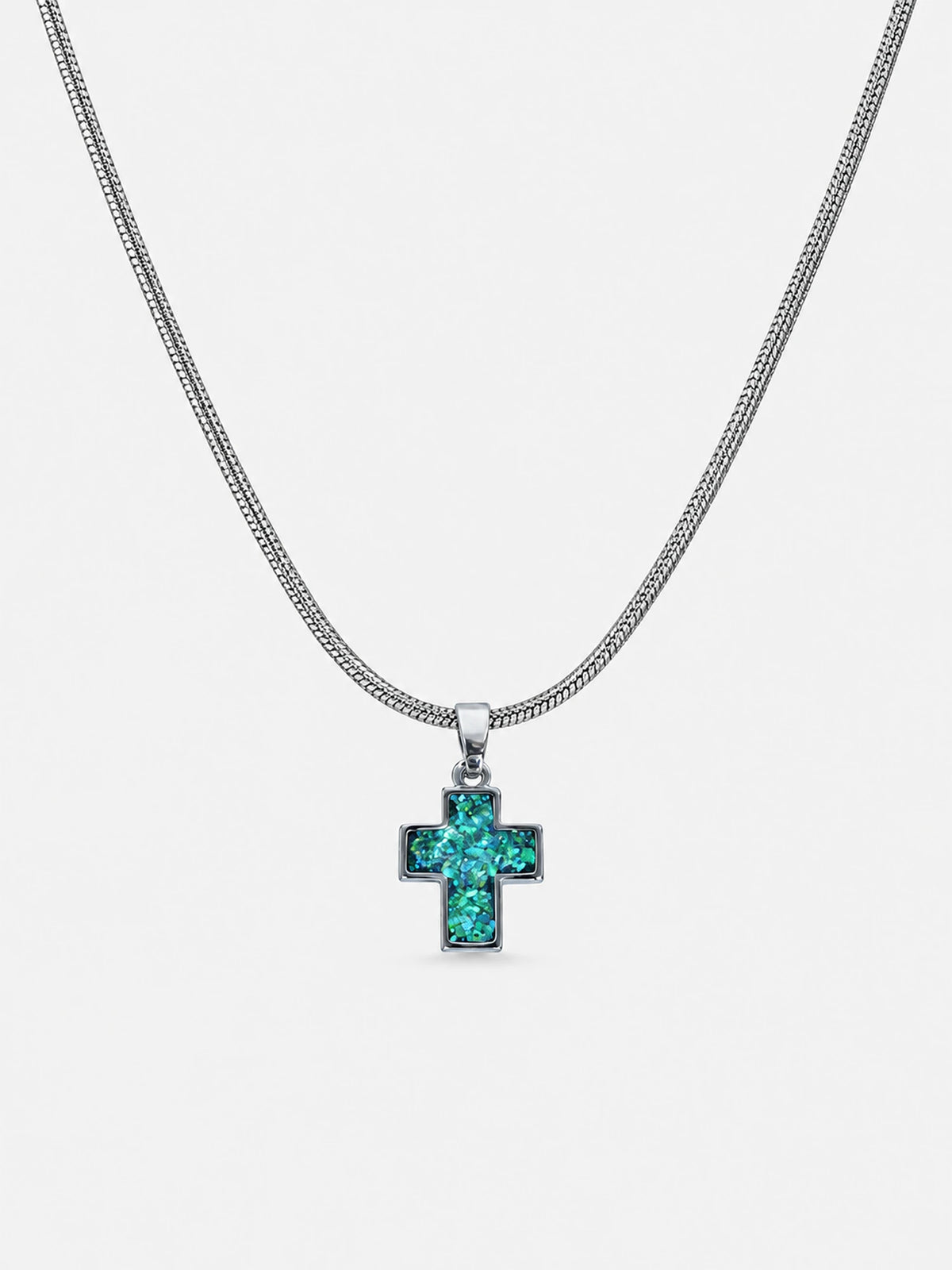 Emerald Mosaic Cross Necklace