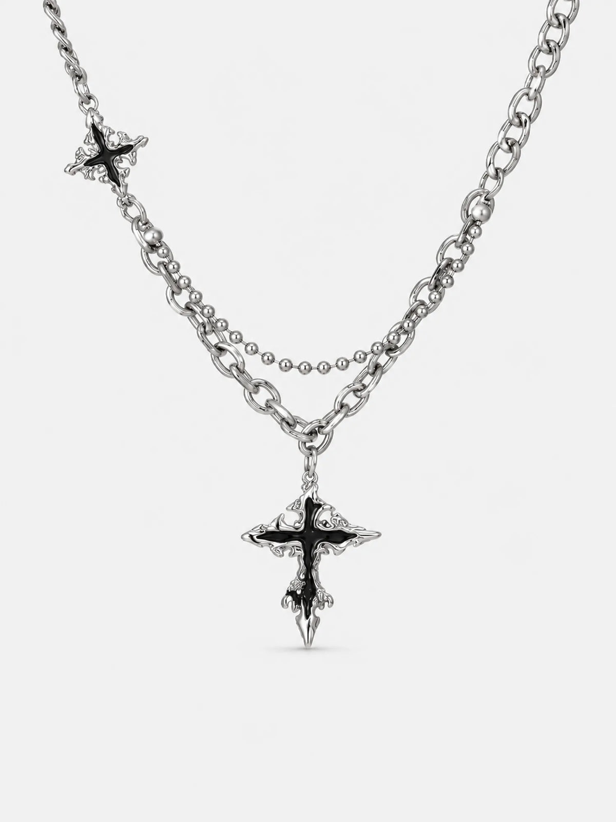 Black Stainless Steel Gothic Cross Necklace