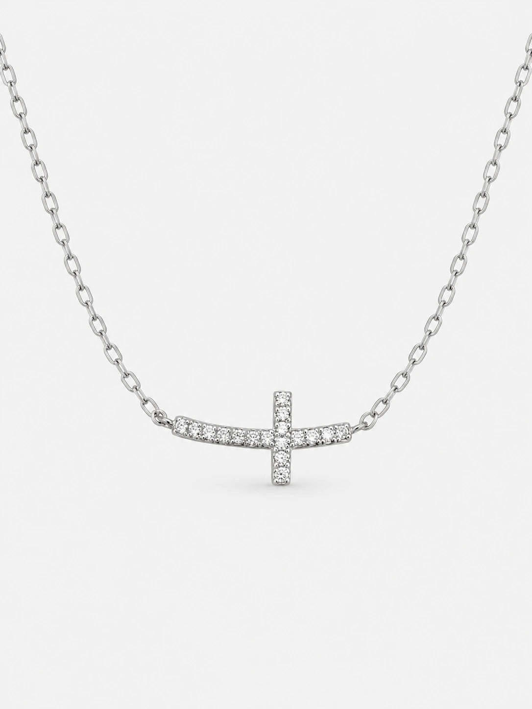 Small Silver Cross Necklace in 925 Sterling Silver