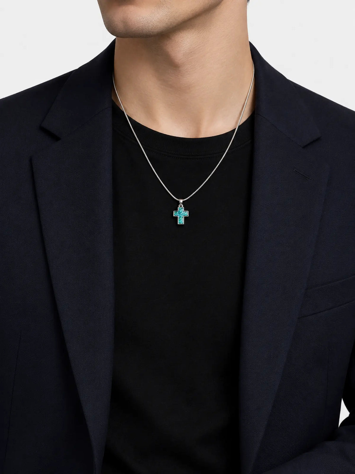 Collier croix mosaïque émeraude