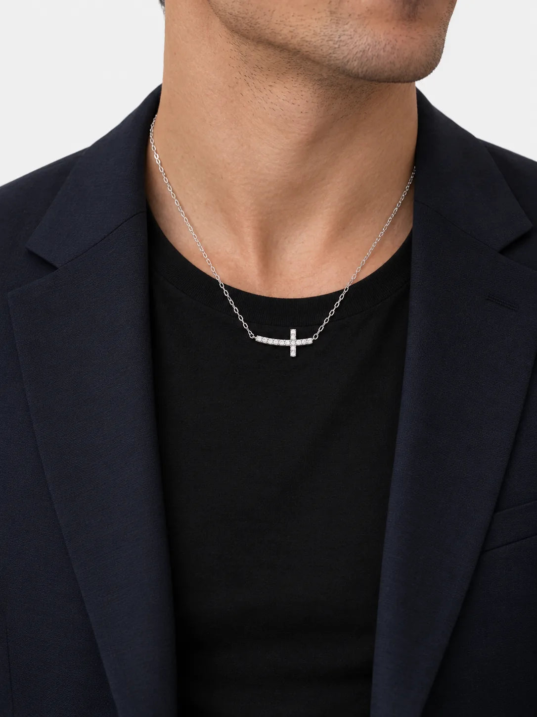 Small Silver Cross Necklace in 925 Sterling Silver