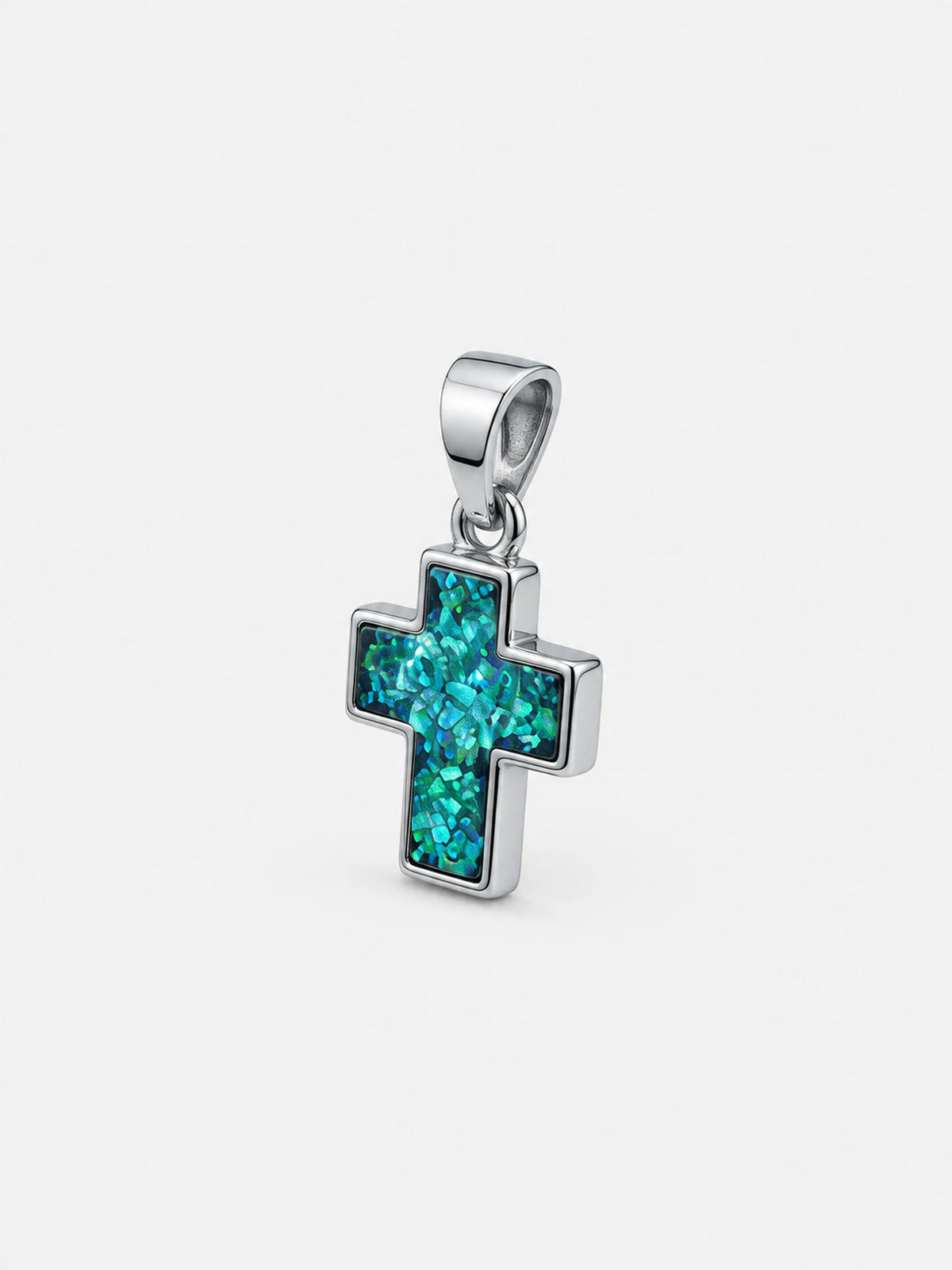 Collier croix mosaïque émeraude