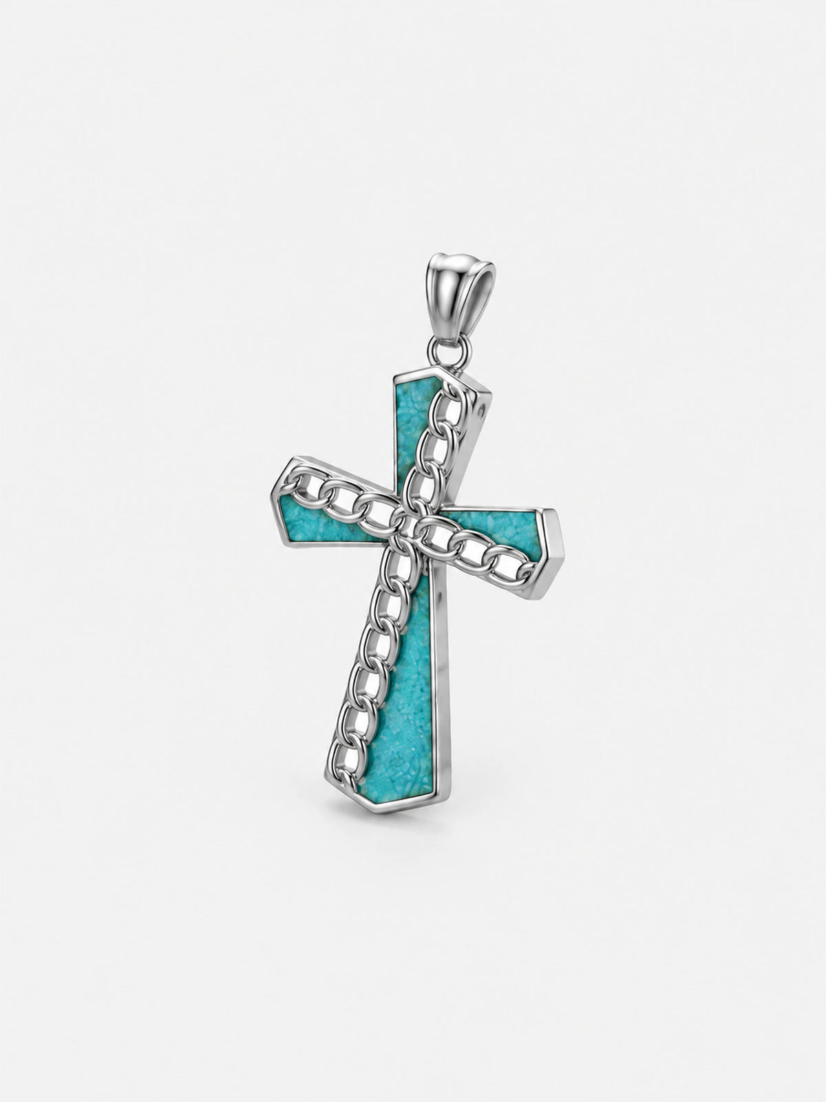 Western Turquoise Chain Cross Necklace