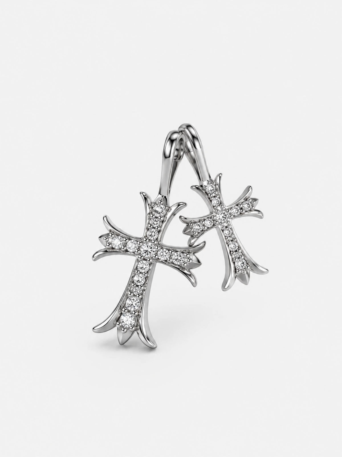 Stainless Steel Necklace with Double Cross Pendant