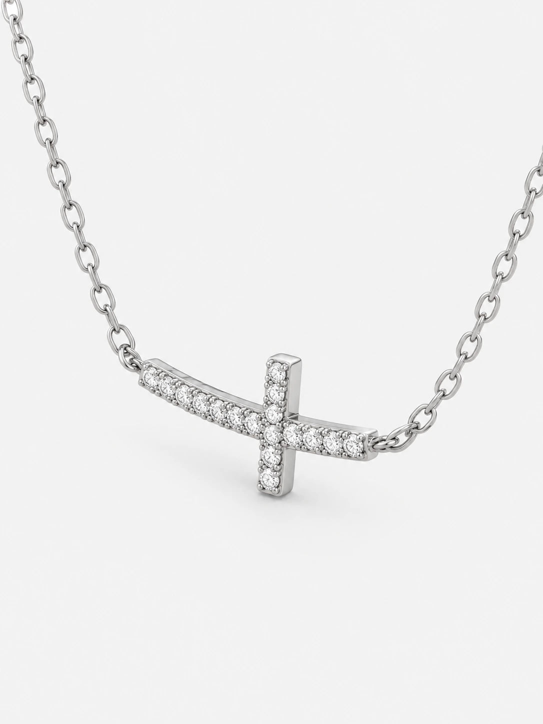 Small Silver Cross Necklace in 925 Sterling Silver
