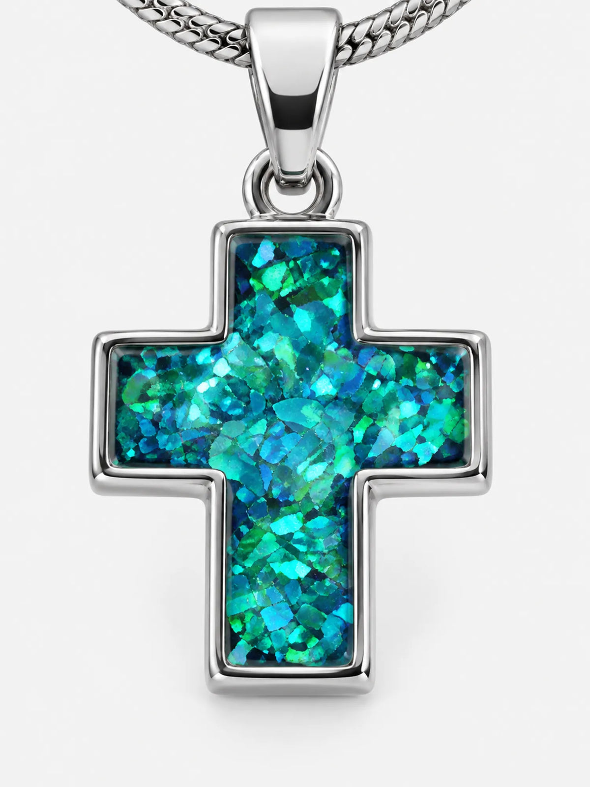 Emerald Mosaic Cross Necklace