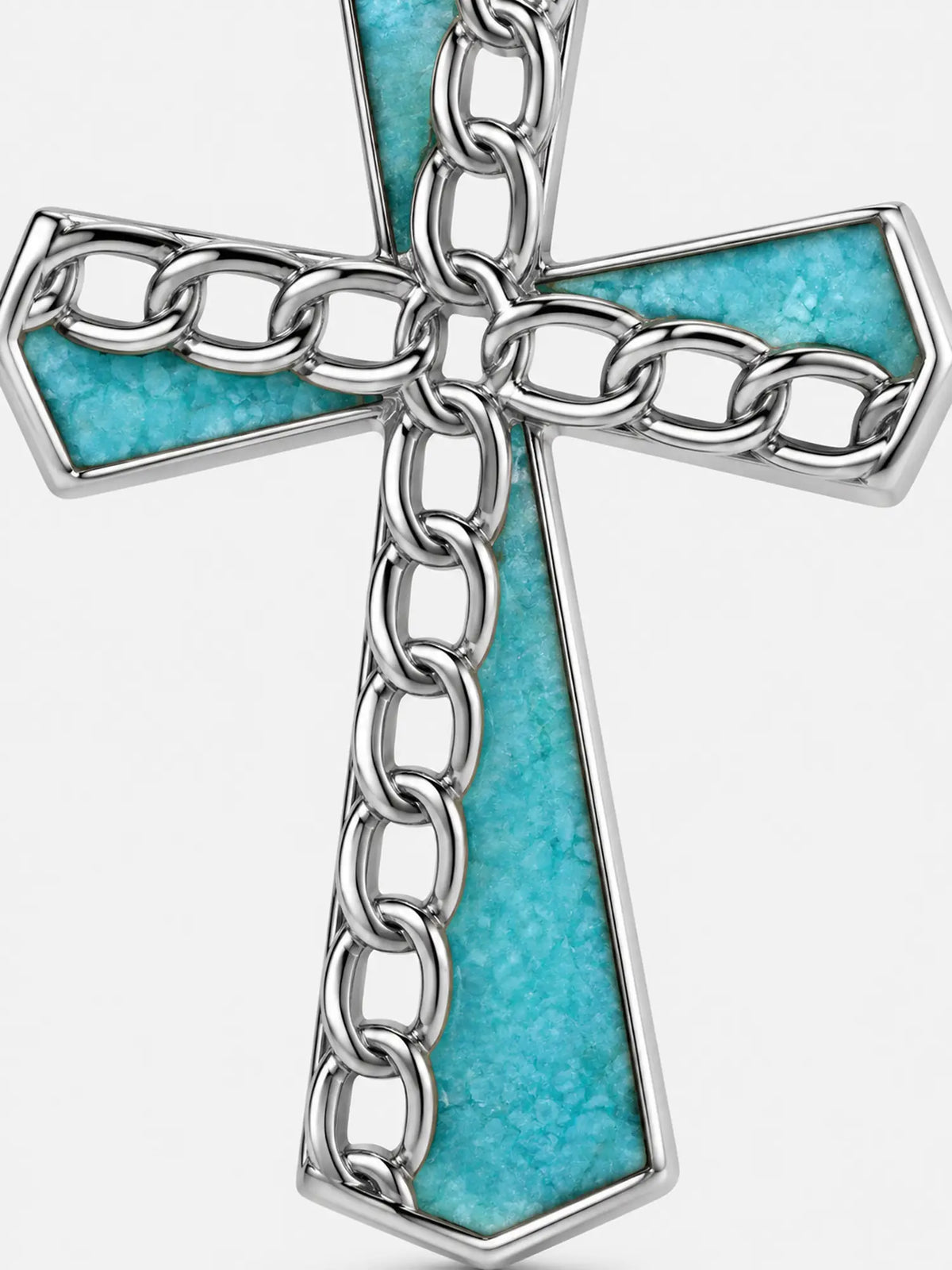 Collier croix avec chaîne en turquoise style western