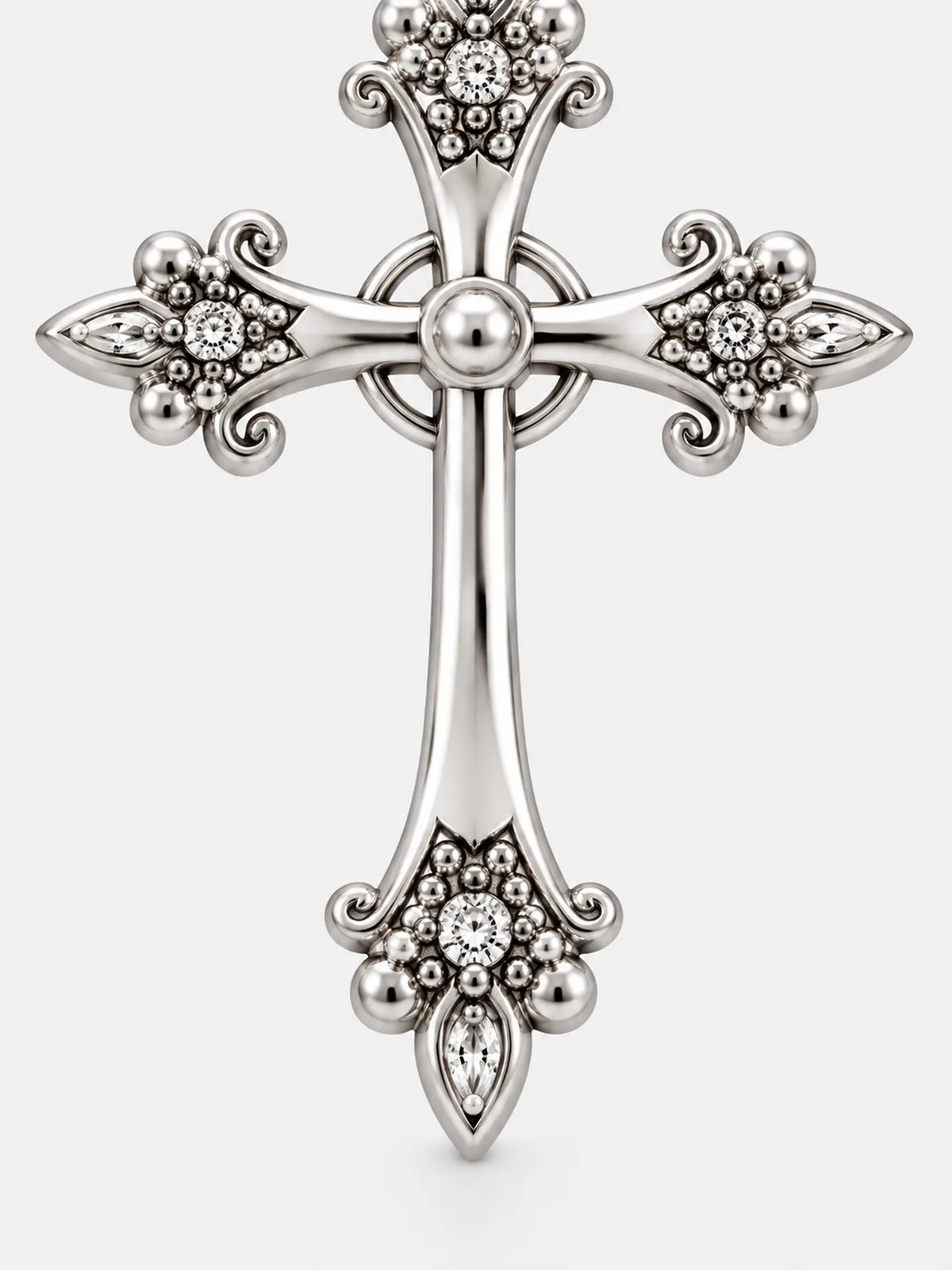 Layered Pearl Cross Pendant Necklace
