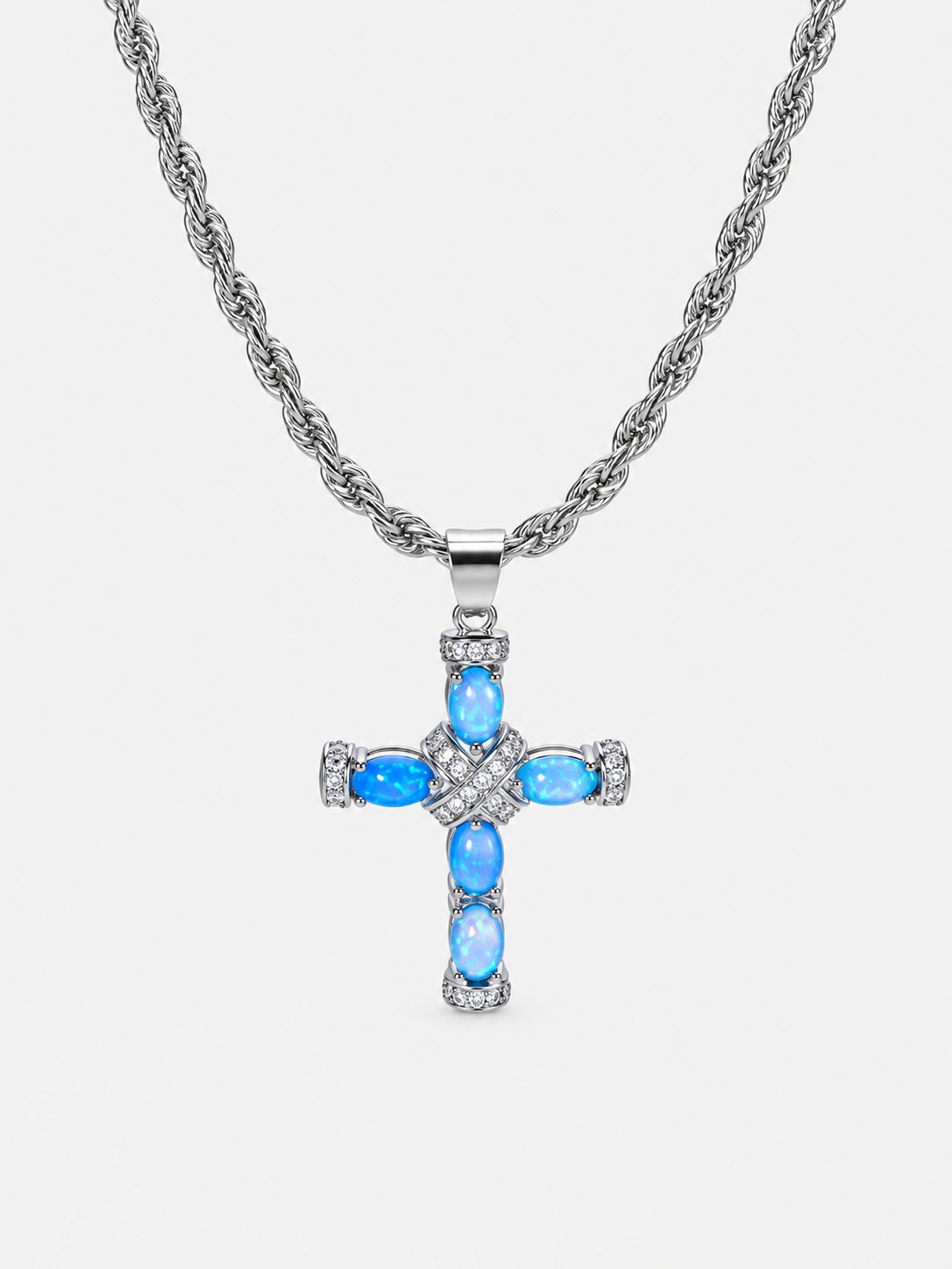 Blue Opal Small Cross Necklace