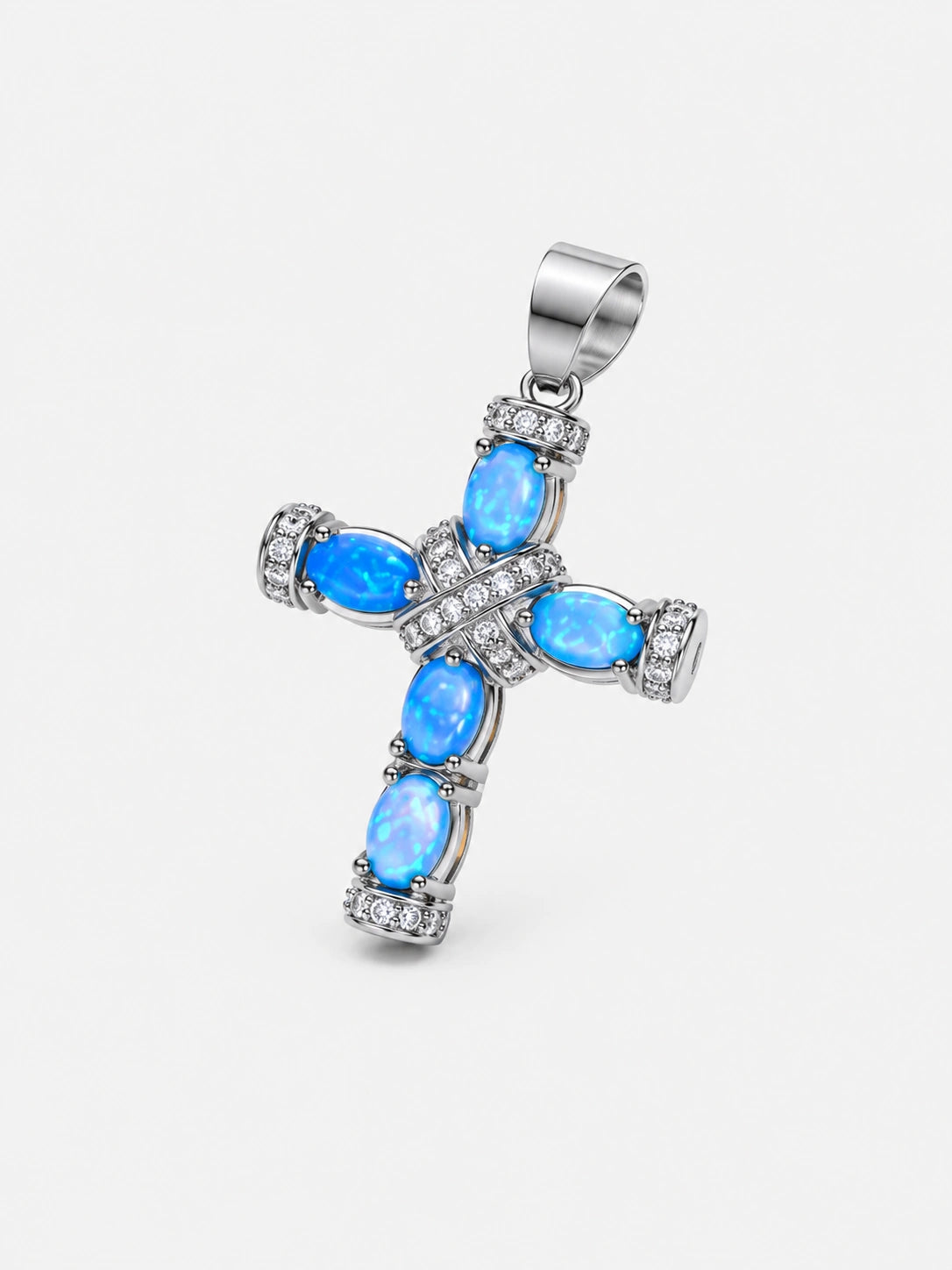 Blue Opal Small Cross Necklace