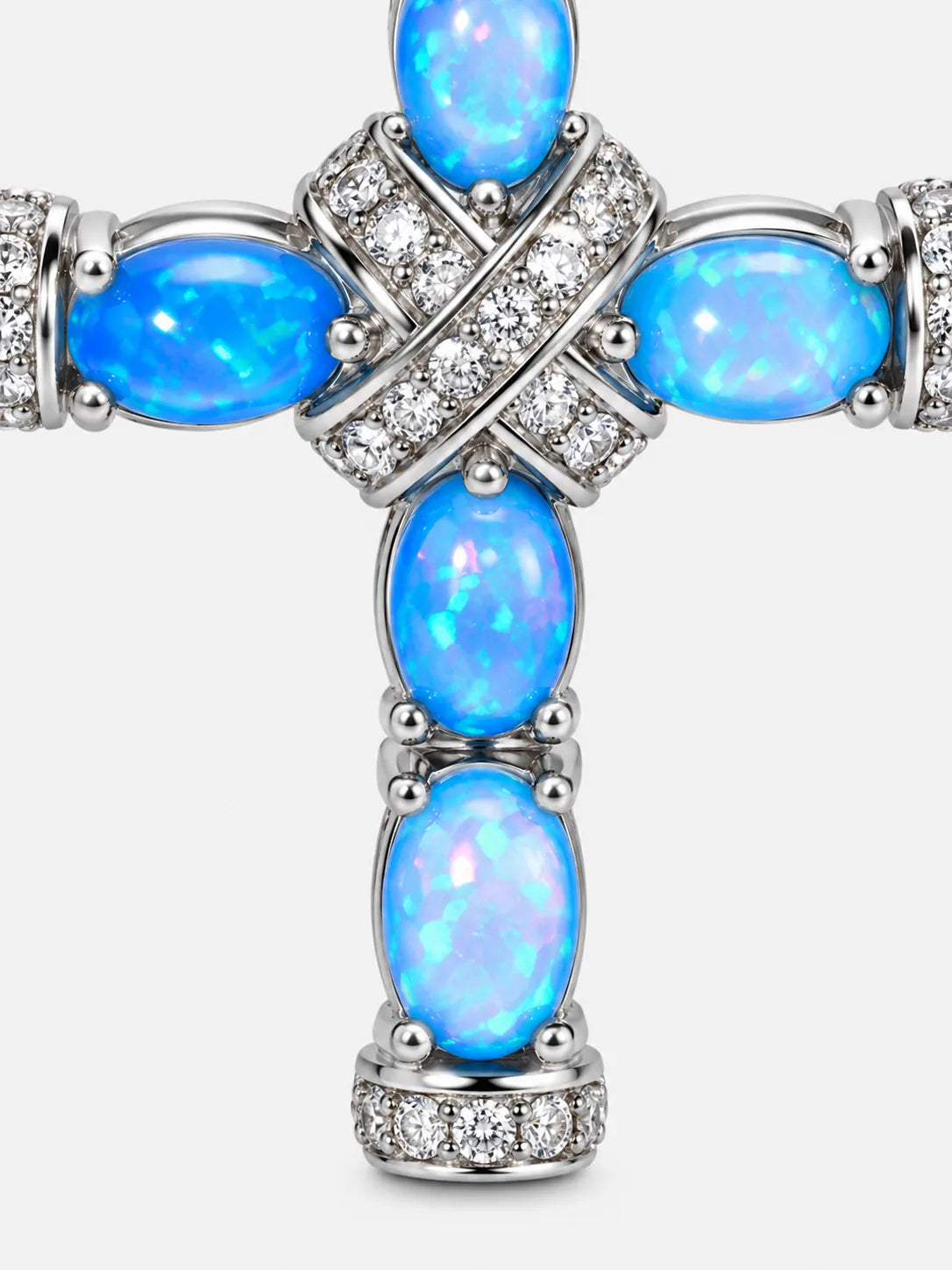 Blue Opal Small Cross Necklace