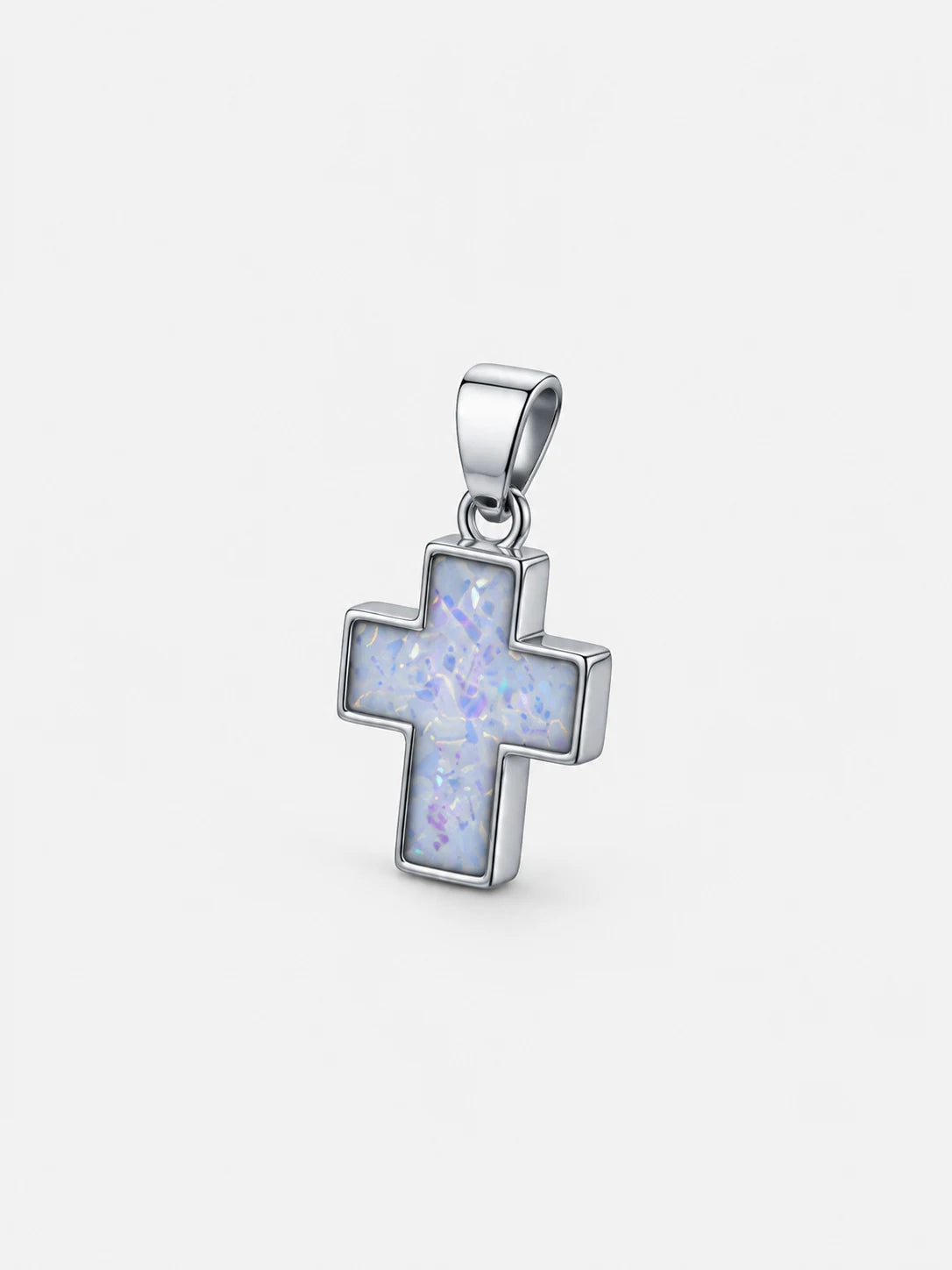 Petite Opal Inlay Cross Necklace