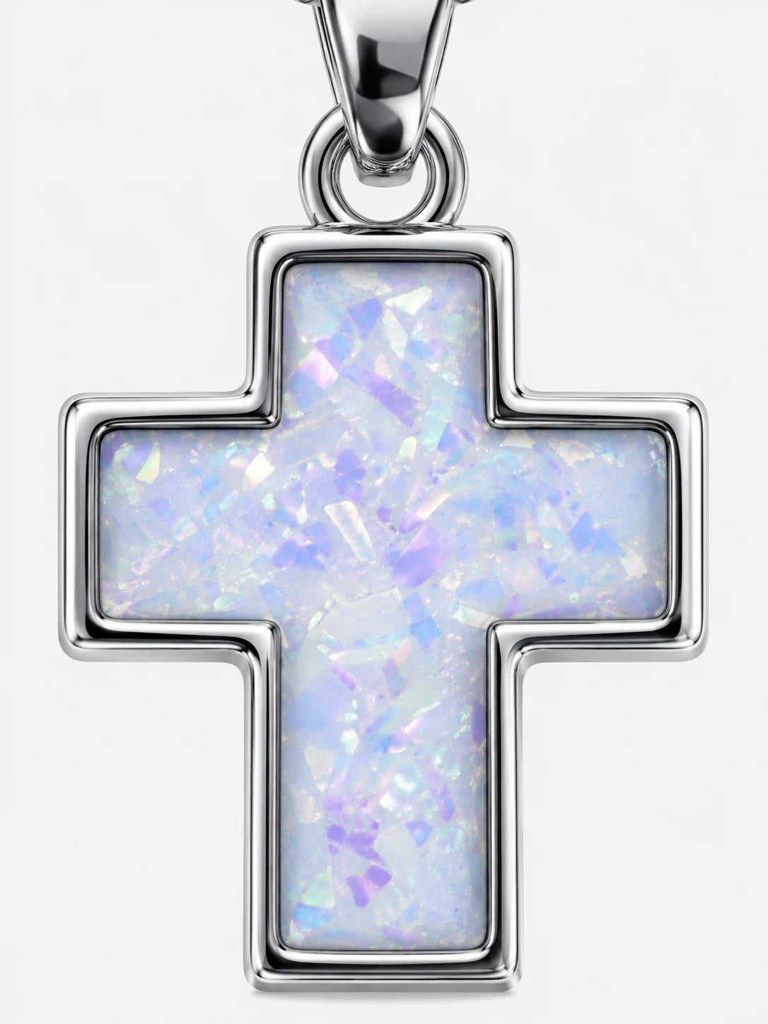 Petite Opal Inlay Cross Necklace