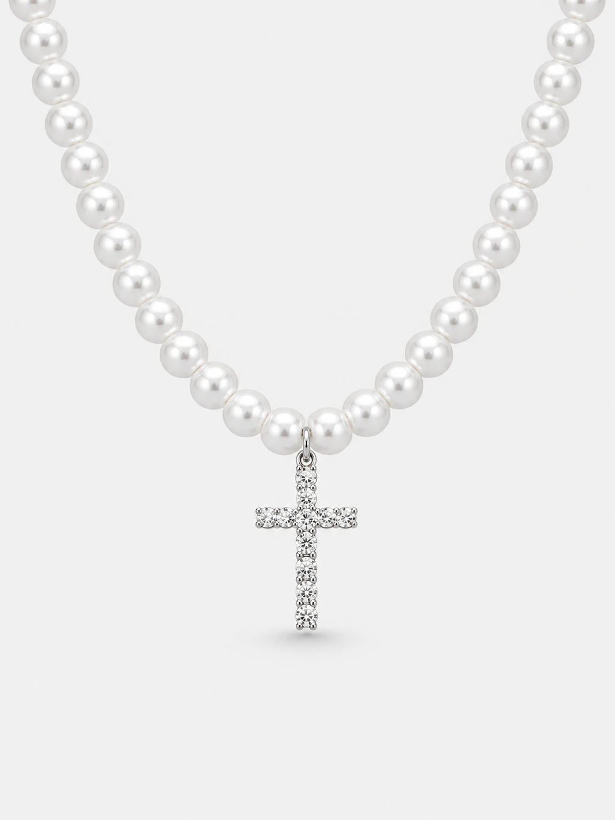 Pearl Necklace with a Cross Pendant