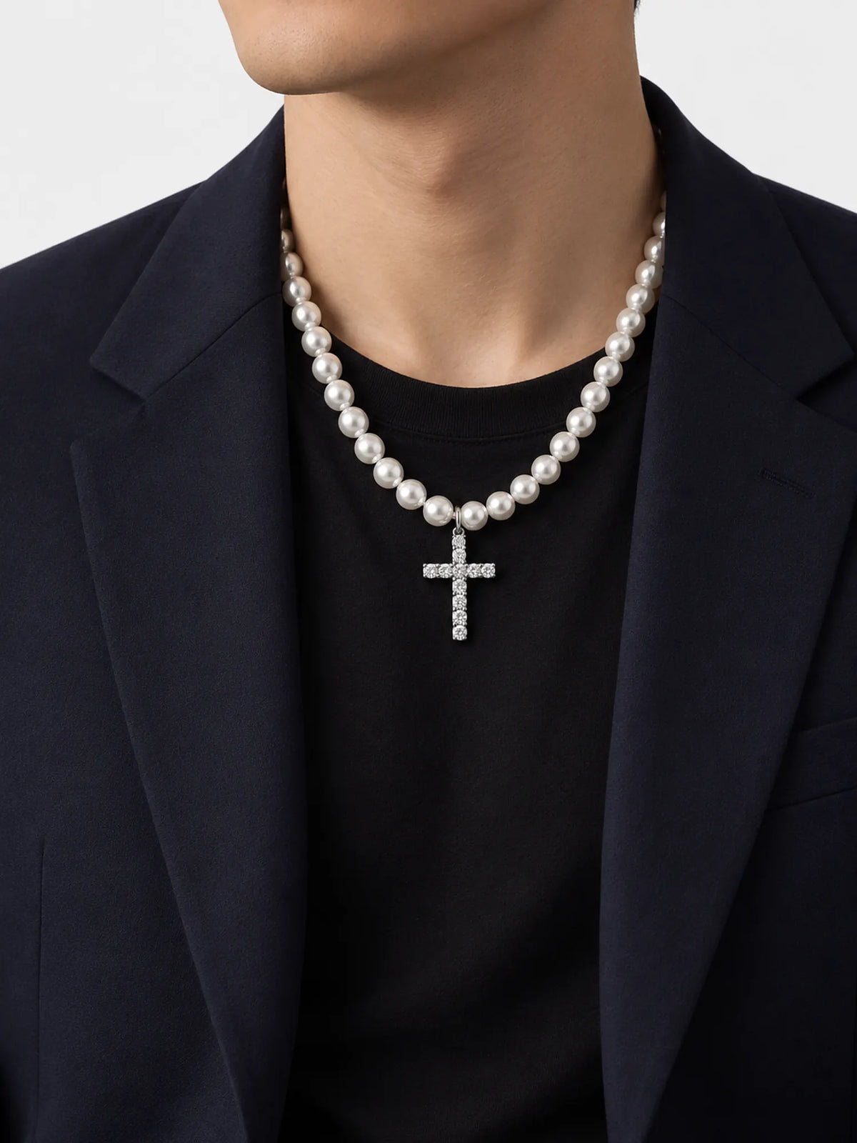 Pearl Necklace with a Cross Pendant