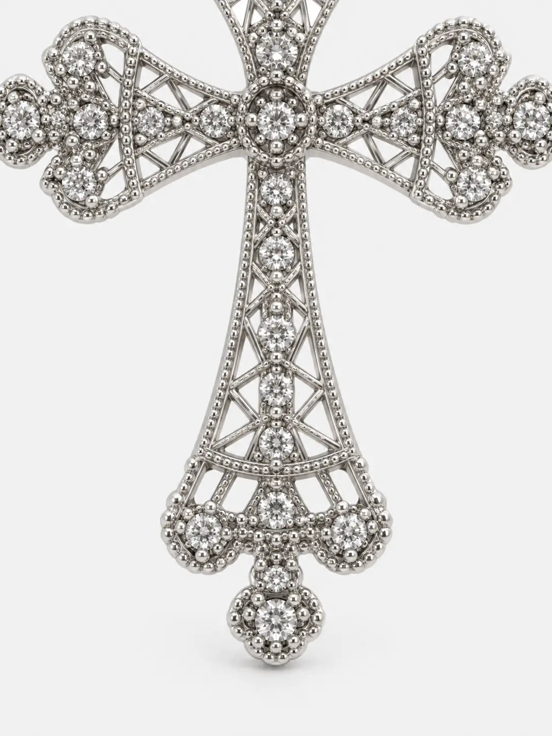 Long Pearl Cross Pendant Necklace