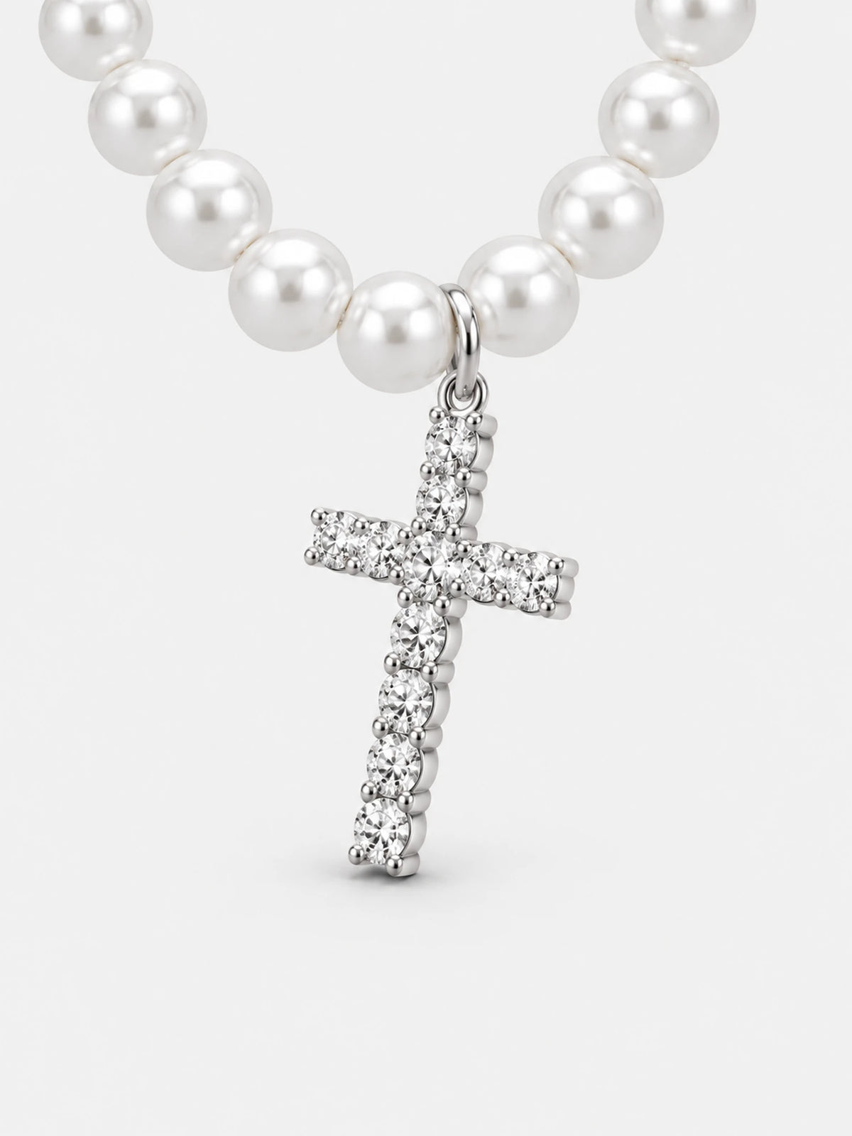 Pearl Necklace with a Cross Pendant