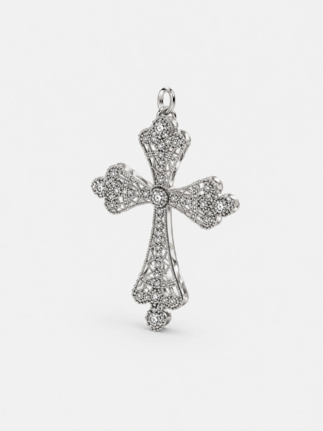 Long Pearl Cross Pendant Necklace