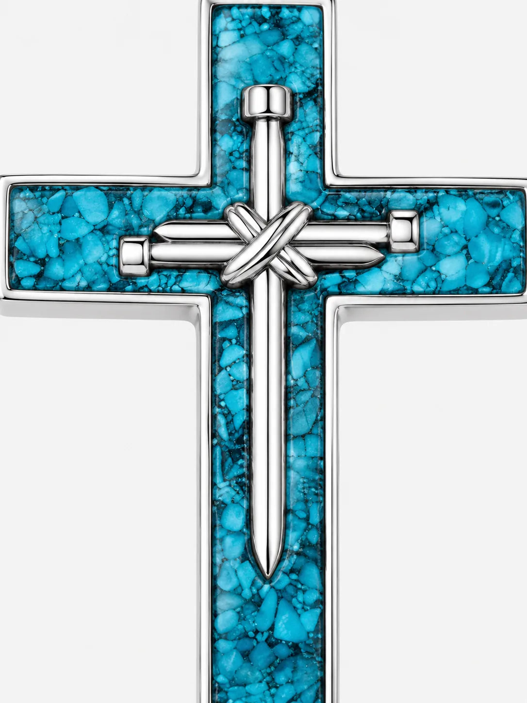 Turquoise Inlay Cross Pendant Necklace