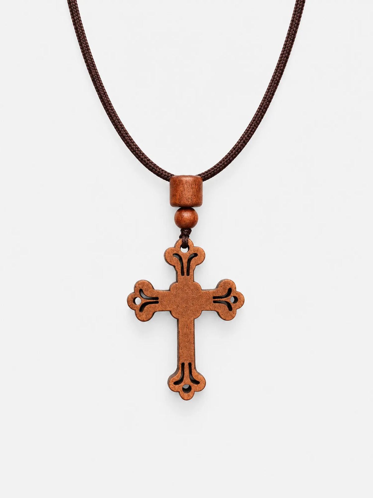 Handmade Carved Wooden Cross Necklace