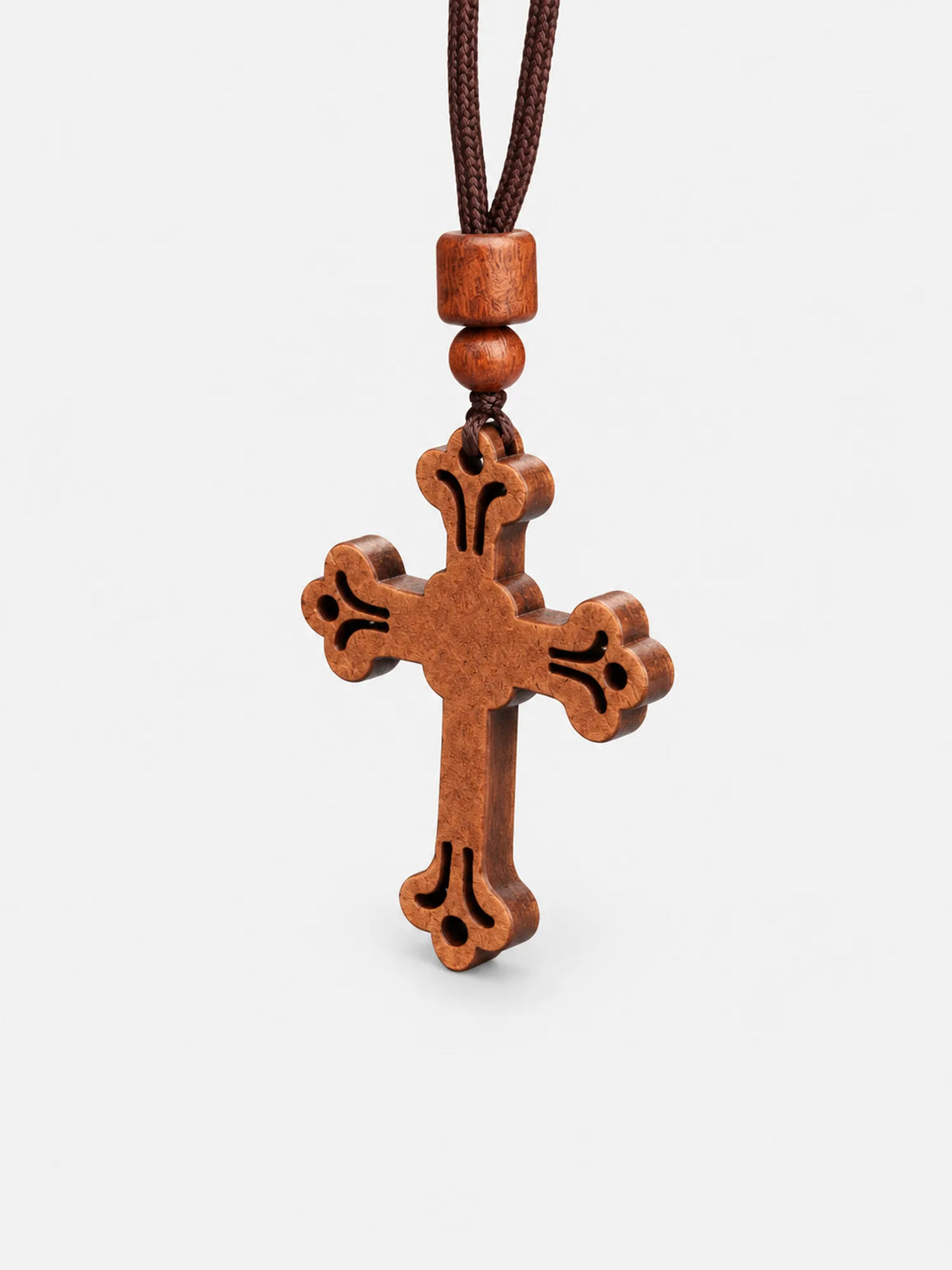 Handmade Carved Wooden Cross Necklace