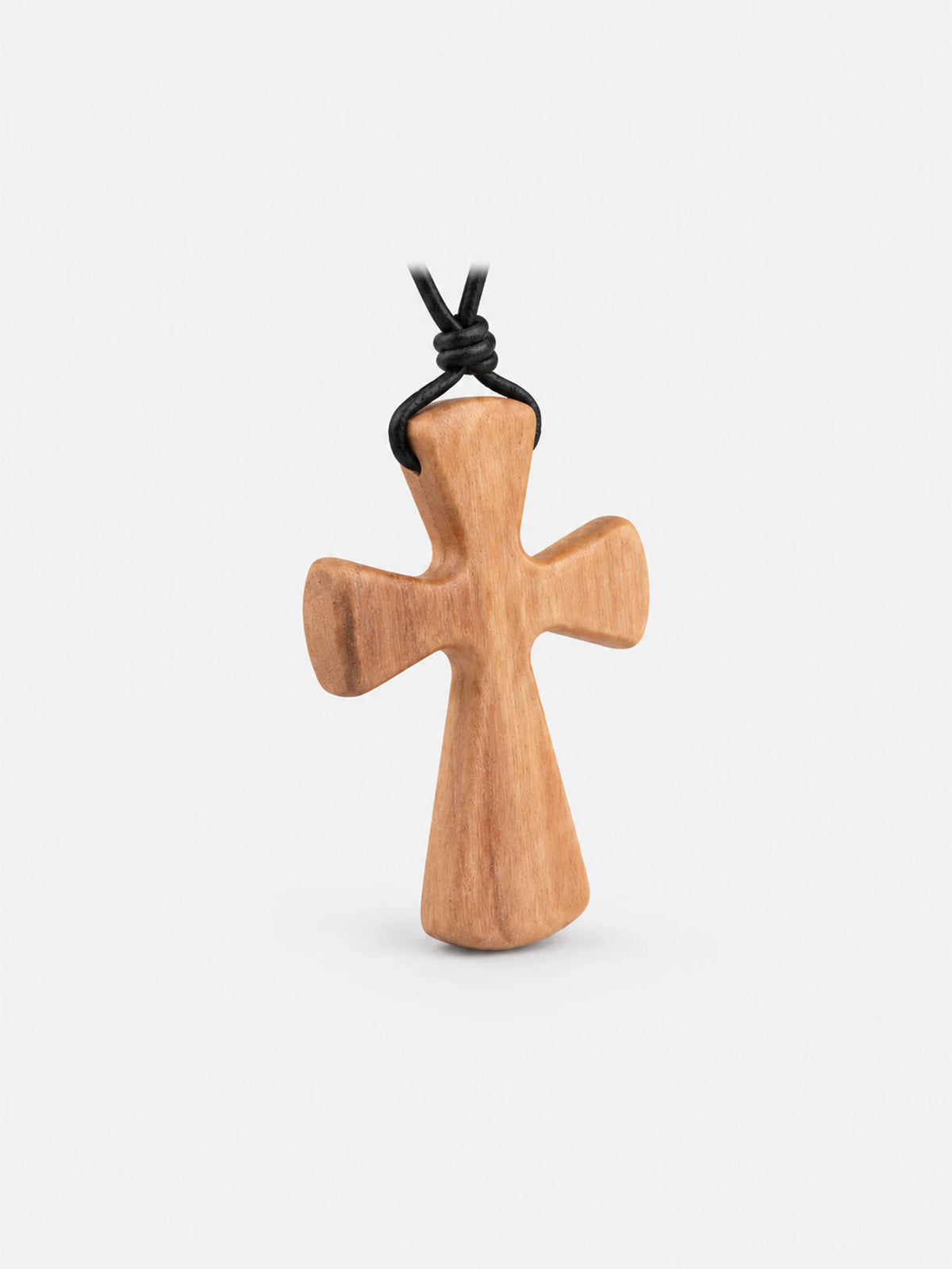 Olive Wood Cross Necklace with Adjustable Black Cord