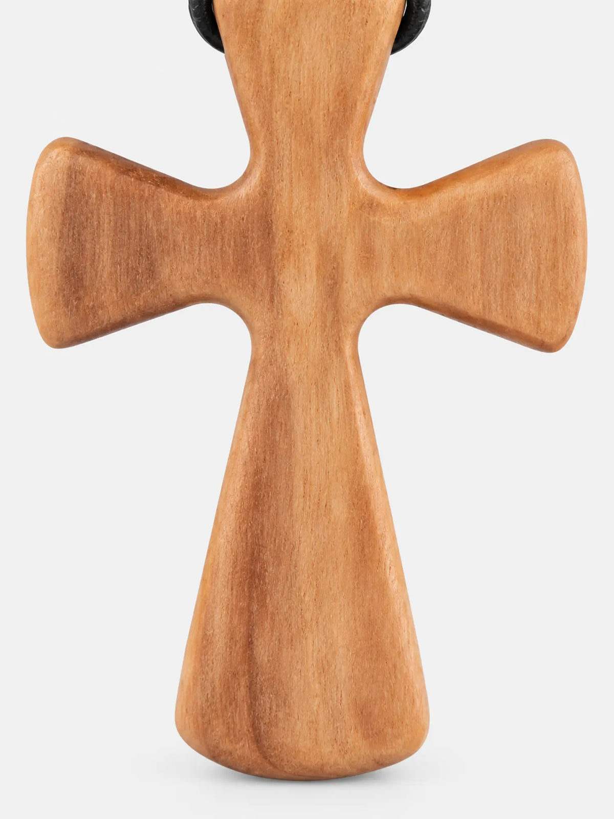 Olive Wood Cross Necklace with Adjustable Black Cord